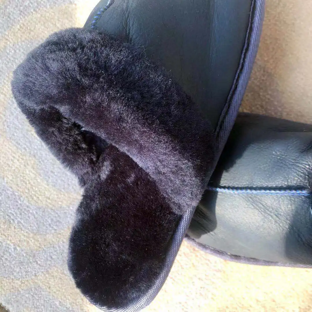 One fur in piece slippers Australia imported real wool bright lazy slippers winter warm padded fur unisex slippers large size