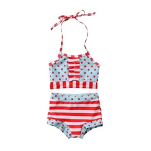 Прекрасный малыш в горошек для маленьких девочек комплект бикини Высокая талия Купальник ванный комплект для девочек детская пляжная одежда