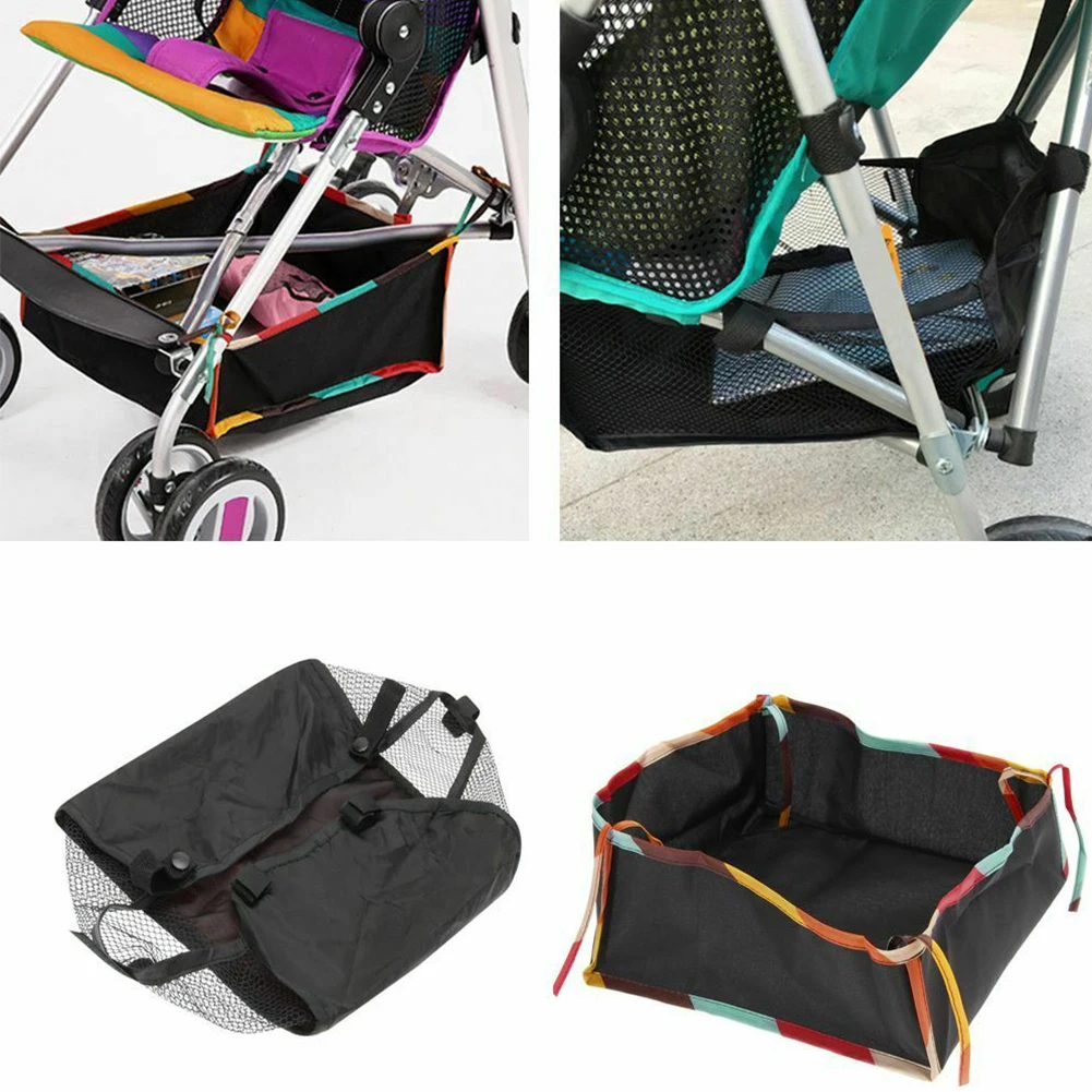 

Stroller Storage Bag Oxford Cloth Baby Pushchair Large Capacity Home Shopping With Strings Outdoor Easy Use Casual Bottom Basket