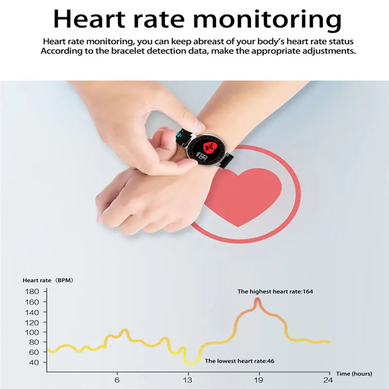 Smart Bracelet Men Women Wristband Heart Rate Blood Pressure Sleep Fitness Tracker IP68 Waterproof Pedometer For Android IOS
