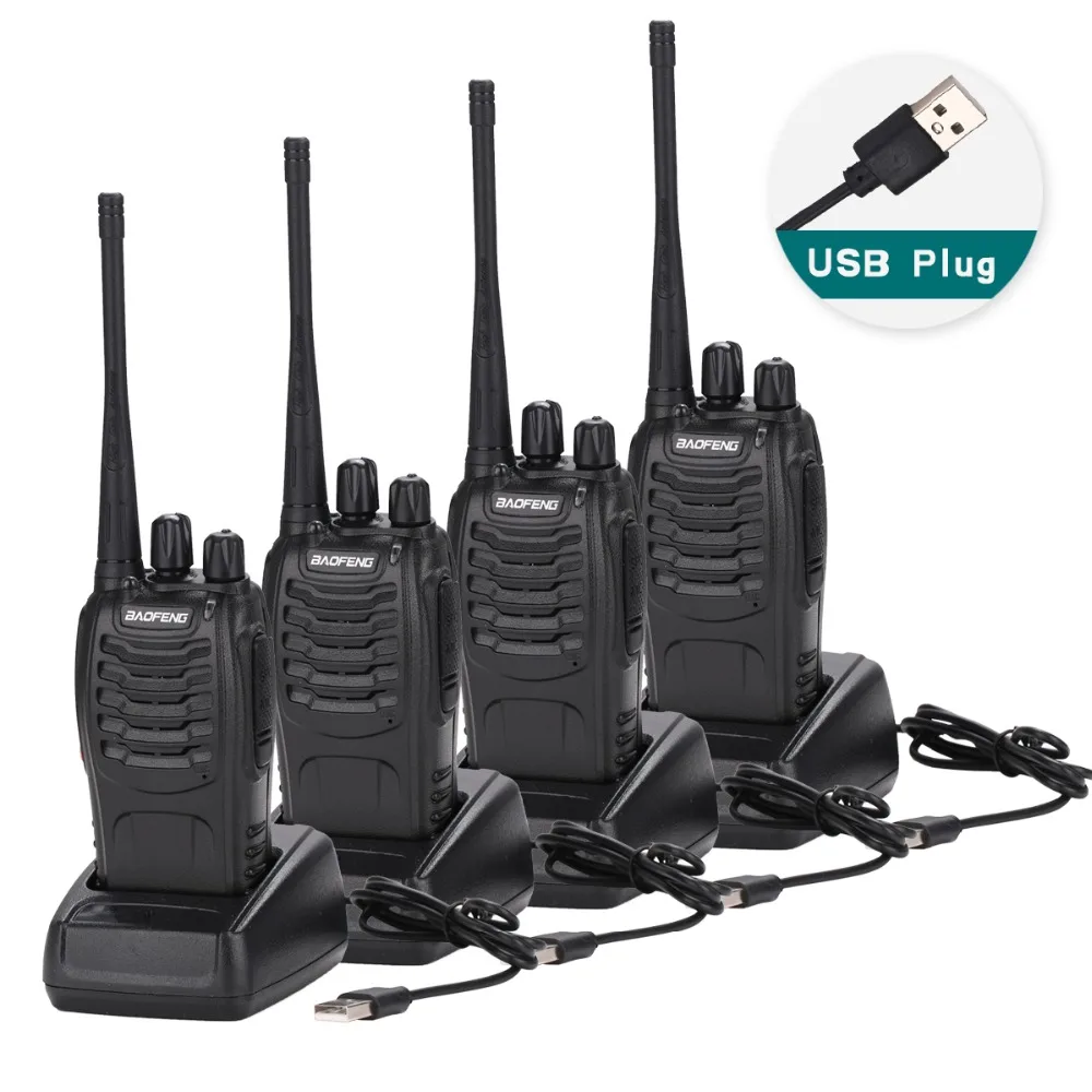 4 шт. Baofeng BF 888S иди и болтай Walkie Talkie “иди зарядным устройством USB адаптер
