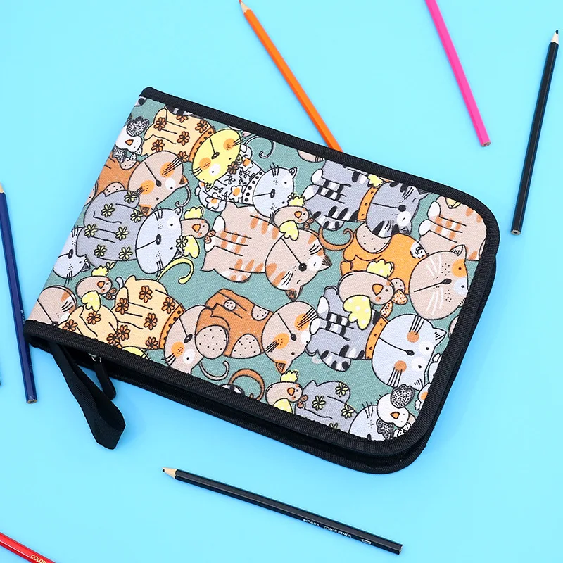 

Kawaii Cat School Pencil Case 36/48 Holes Penal for Boys Girls Pencilcase Cute Canvas Pen Bag Stationery Box Kit Pouch Supplies