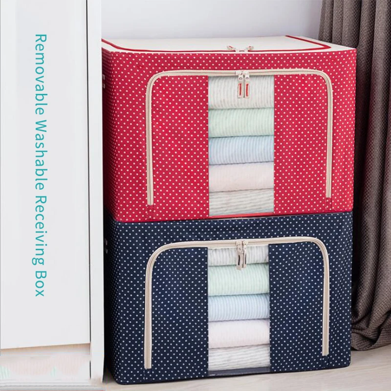 

Large Capacity Waterproof Oxford Cloth Storage Box Folding Steel Framework Can Store Cotton Quilt Clothing Organizer Storage Box