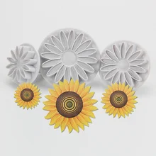 6 компл./лот) FDA высокое качество пластик 3 шт в форме подсолнечника плунжеры для мастики плесень набор