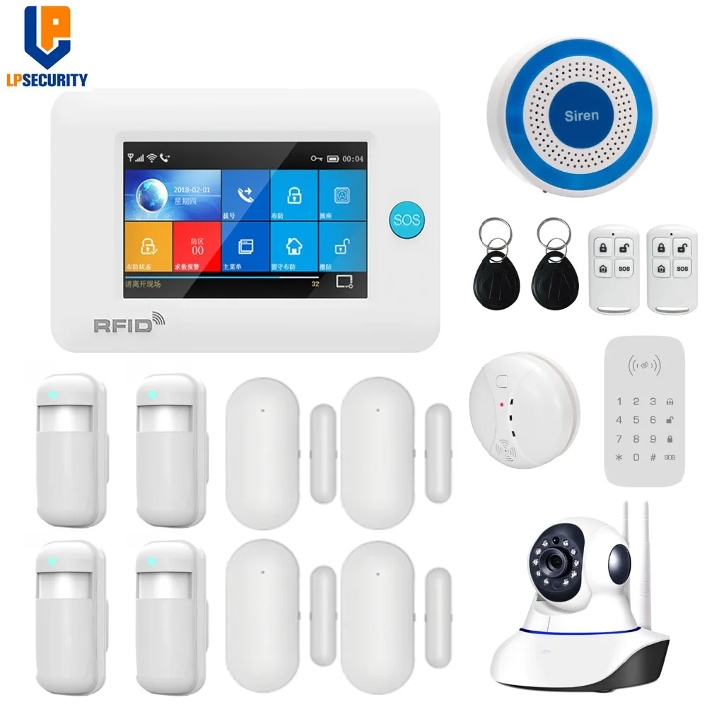 Wireless Wifi Gsm Gprs Intelligent Home Alarm System 4.3 Inch Touch