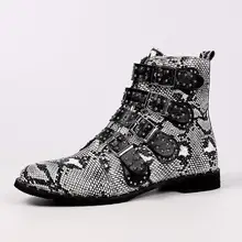 Aike Asia тренд с заостренным носком, Модные Пряжка ремня с заклепками ботинки «мартенс» модные Брендовые мотоботы мужские наручные часы в Военном Стиле, сапоги EUR35-43