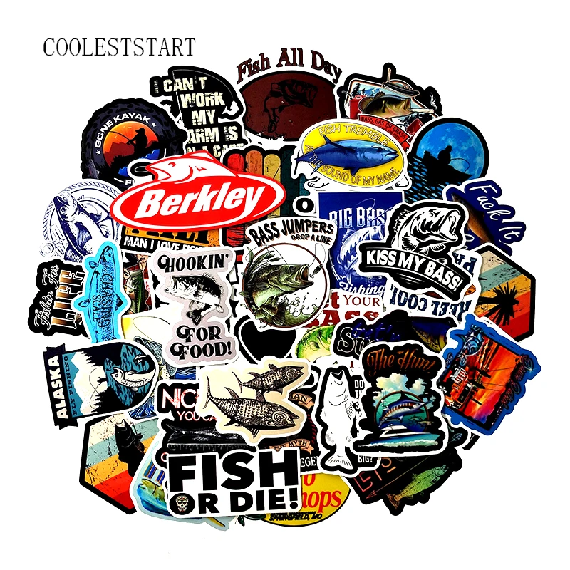 

50Pcs/pack Fishing Fashion Graffiti Stickers for Scrapbook Motorcycle Luggage Laptop Computer Refrigerator Laptop Sticker Book