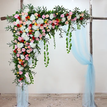 

1.2M x 1.2M grass with roses Wedding Flower Wall Artifical Silk Flower Backdrop Wedding stage decoration