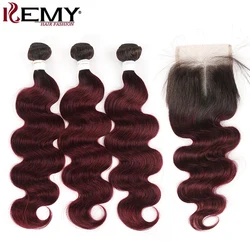 Brazilian Body Wave Human Hair Bundles With Closure KEMY HAIR Ombre Red Hair Weave Bundles With Closure Non Remy Hair Extension Brazilian Body Wave Human Hair Bundles With Closure KEMY HAIR Ombre Red Hair Weave Bundles With Closure Non Remy Hair Extension