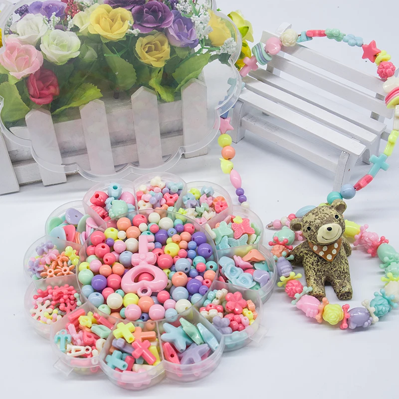 

Kid Beads Kit Set Findings For Jewelry Making Girl Toy Mix Color Spacer Acrylic Beads With Box For Children DIY Bracelet