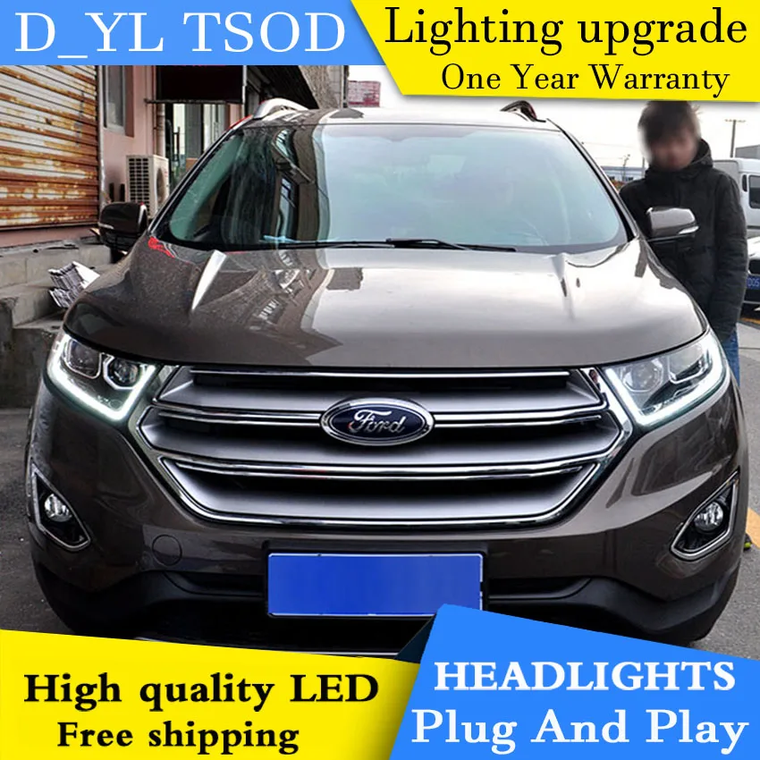 D_YL стайлинга автомобилей для Ford Edge фары кромкой светодиодный фары DRL Объектив Двойной Луч H7 спрятал bi Xenon объектива