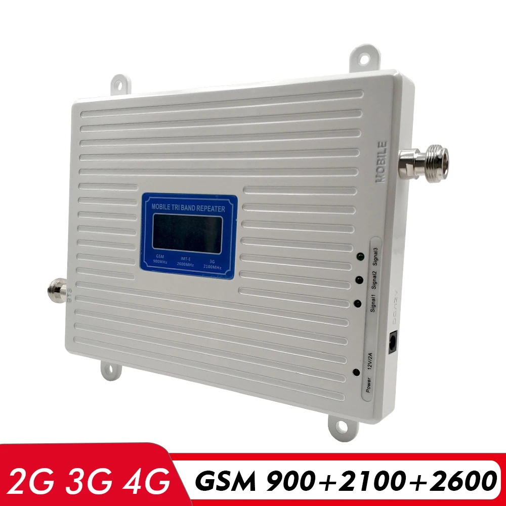 Трехдиапазонный усилитель сети 2G 3G 4G GSM 900 + WCDMA/UMTS 2100 FDD LTE 2600 МГц ретранслятор