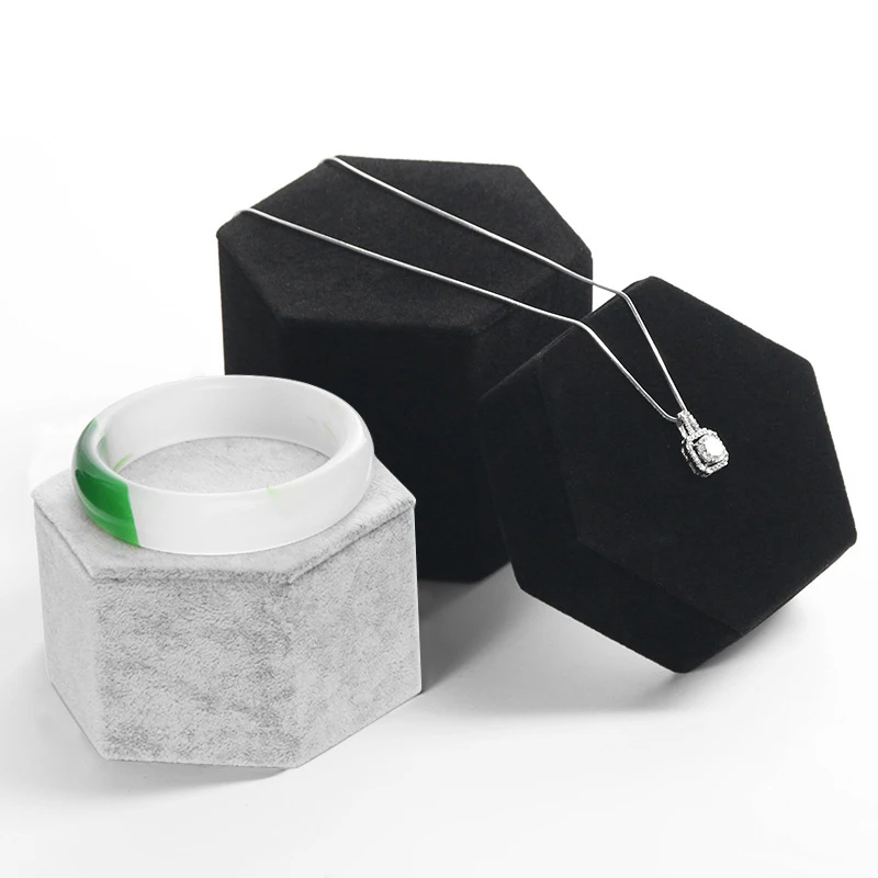Velvet Wedding Ring Display Stand Hexagon Bracelet Jewelry Organizer Unique Necklace Pendant Displa