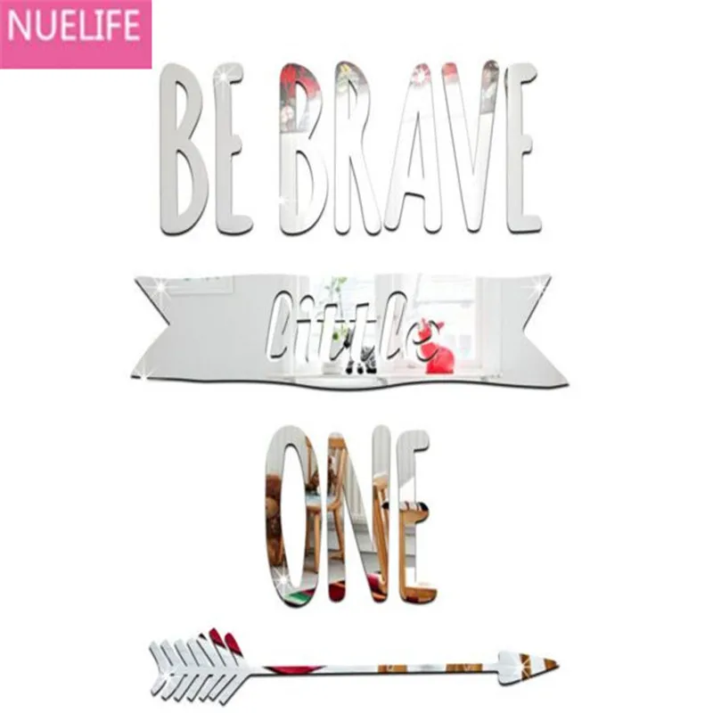 

English letters BE BRAVE cittle one pattern mirror wall sticker office living room bedroom wall decoration wall stickers N1