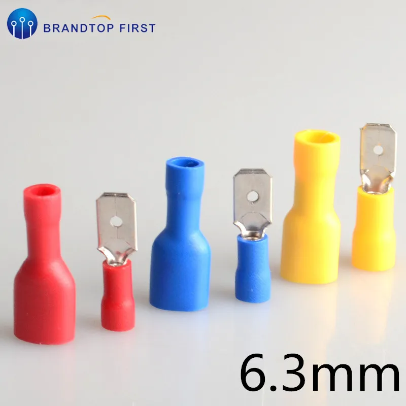 

6.3mm Red Blue Yellow Female Male Spade Insulated Electrical Crimp Terminal Connectors Wiring Cable Plug