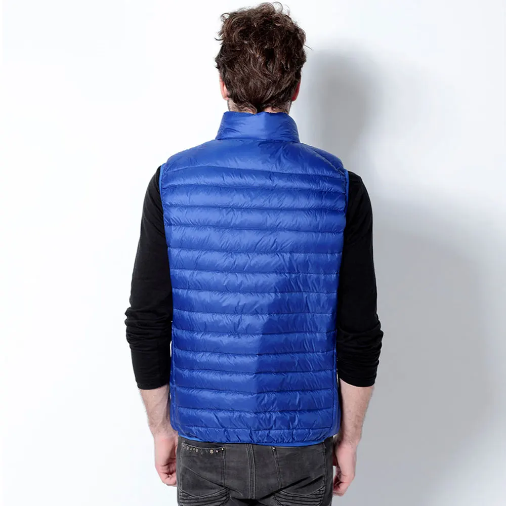 Winter Men Down Vest 90% Duck Down Outwear Sleeveless Warm Slim WaistCoat for Man