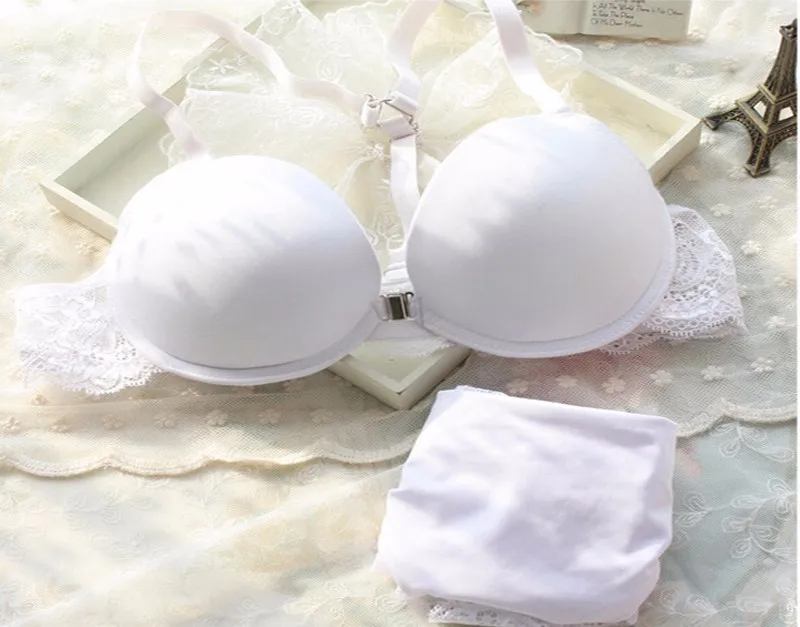 sheer bra and panty sets 2017 Fashion Sexy Front Closure Push Up A/B cup Seamless Bra Embroidery Floral Lace Racer Back Racerback Bras Underwear Sets bra and knicker sets cheap