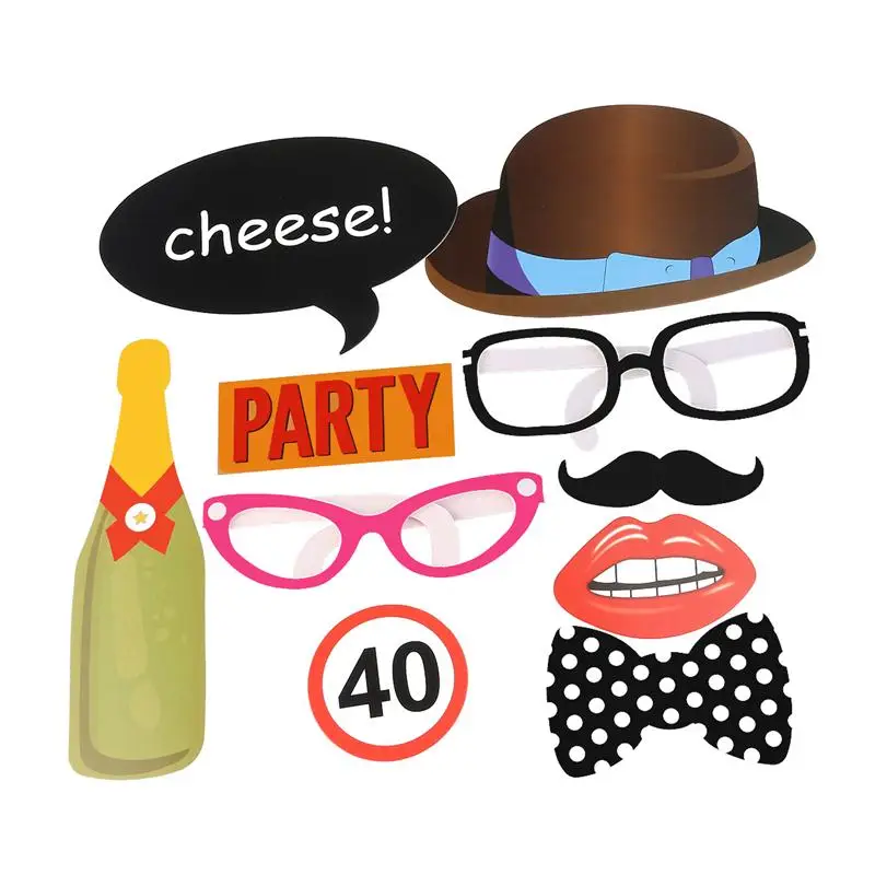 

10Pcs Photo Booth Props DIY Mustache Lips Party Photobooth Props Mask Wedding Party Decoration Photo Booth For 40th Birthday