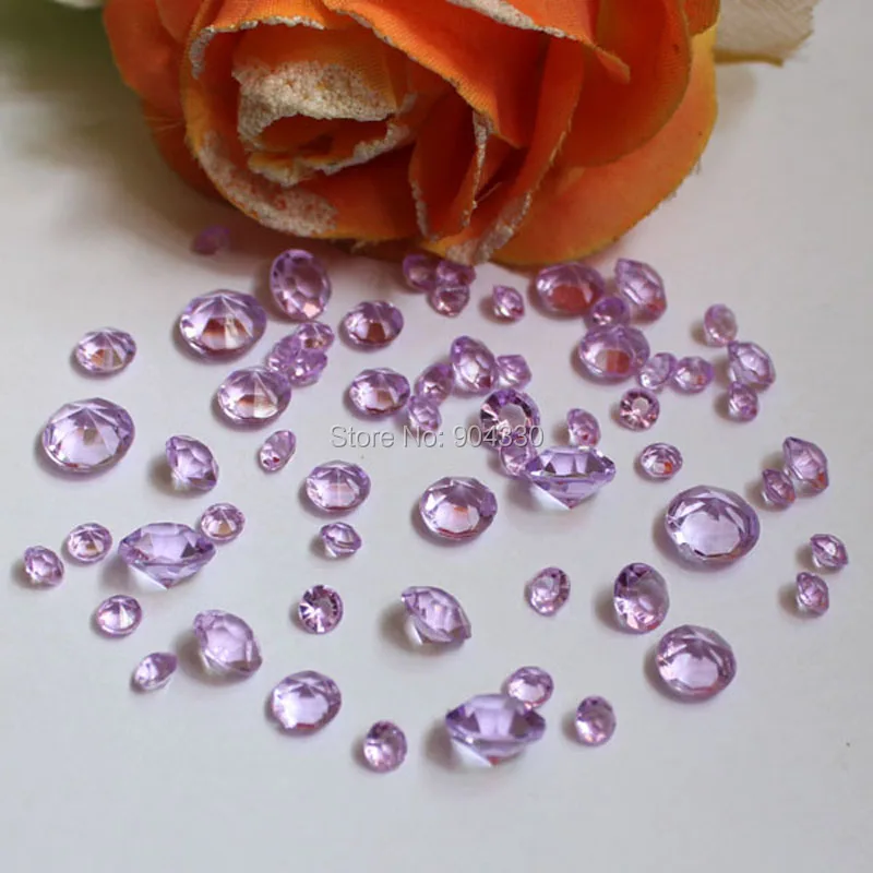 

Free Shipping LANZZAY 850pcs Mix 4 Sizes Lavender Acrylic Diamond Confetti Wedding Event & Party Supplies Crystals Decoration
