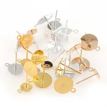 Новинка 200 шт./лот пустая Сережка-гвоздик база подходит 6 8 10 мм кабошон камея настройки золото/серебро цвет ушной столб DIY Изготовление ювелирных изделий