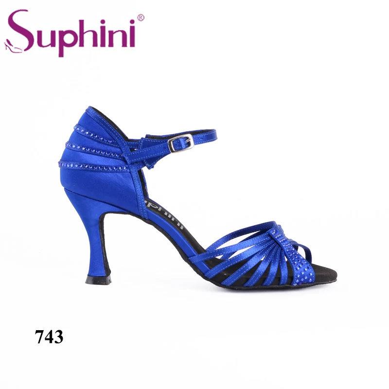 ; обувь для выпускного бала; вечерние туфли для женщин; вечерние туфли для танцев; обувь для сальсы; обувь для латинских танцев для женщин; Обувь для бальных танцев - Цвет: Blue 7.5cm heel