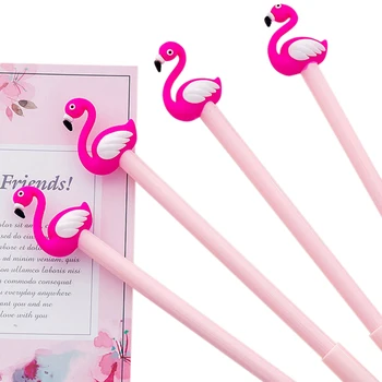 

30pcs/lot Newly Pink Flamingo Creative Black Gel Pen Romantic Girls Gifts School Office Supply Cute Kids Office wholesale