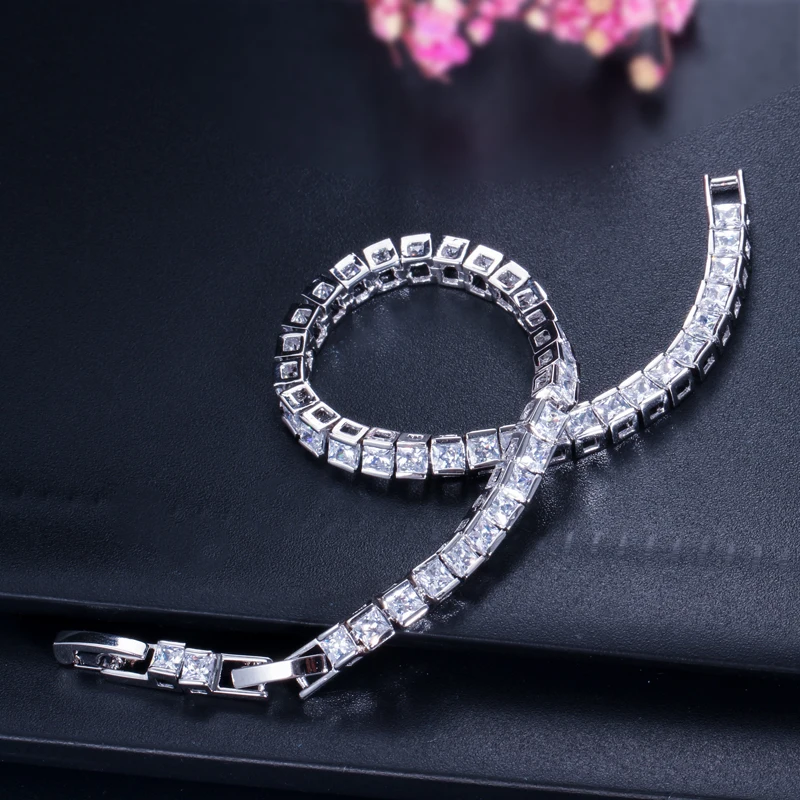 Женский браслет с фианитом 3 мм цвета белого золота|bracelets for|tennis bracelets for womentennis bracelet