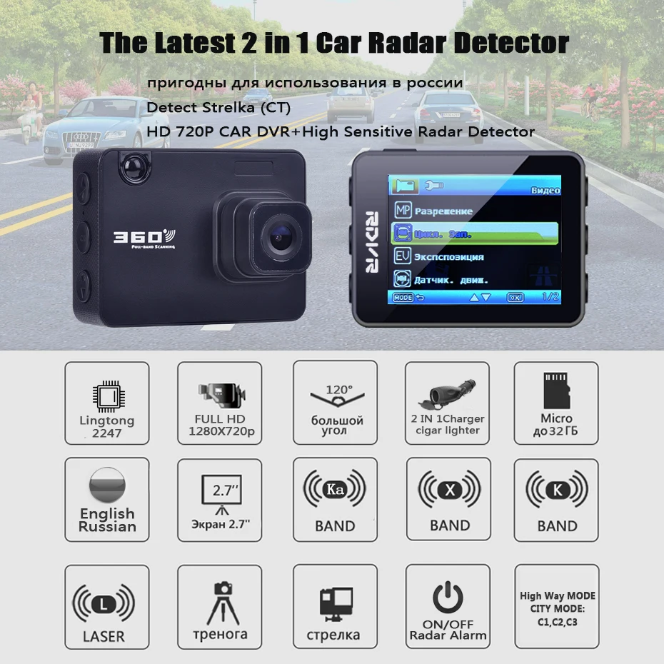 RDVR 2019 Смарт Радар детекторы HD Автомобильный видеорегистратор 2 в 1 Dashcam антирадар