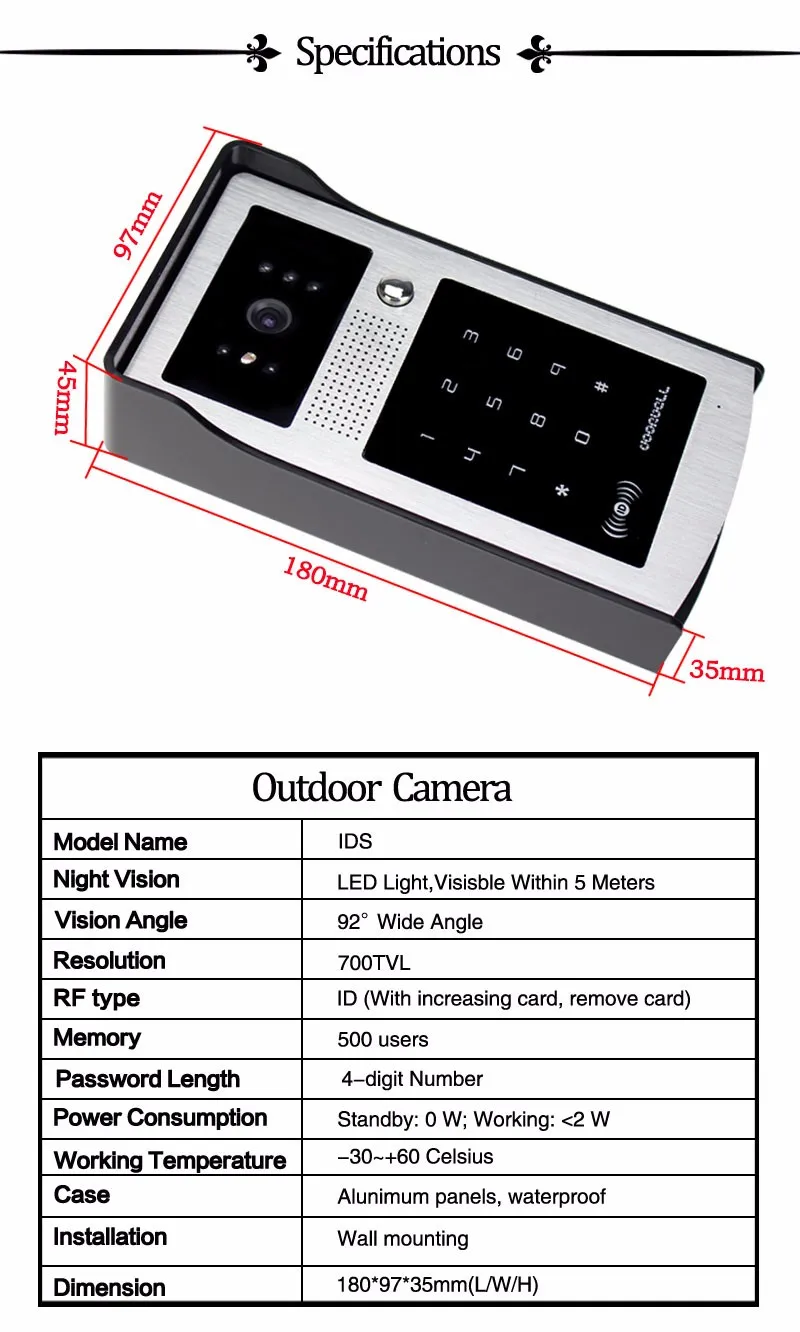 Sistema de Intercomunicação Máquina de Entrada de Vídeo de Cor Digital com Teclado de Toque ao ar Câmera de Visão Rfid Telefone Campainha Livre Cmos ir Noturna - 13 China doorbell expressions Suppliers