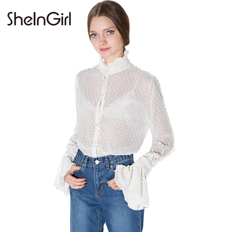 SheInGirl Sexy font b Blouse b font font b Shirt b font Women 2017 Spring White