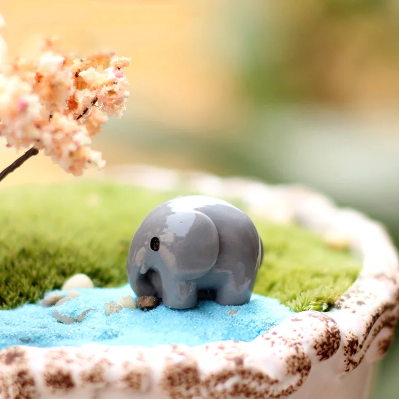 Горячая 1 шт популярное садовое украшение миниатюрное DIY ремесло кукольный домик Декор горшок Фея микро-ландшафт мха тяжесть - Цвет: Elephant