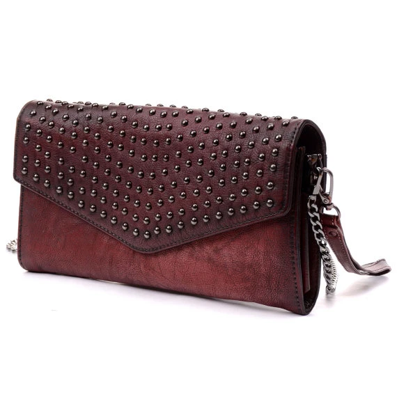 Red Leather Studded Purse