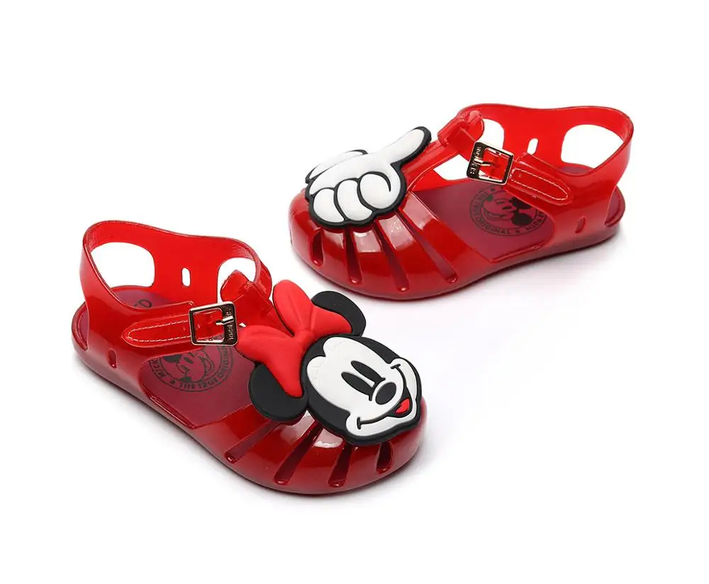 Mini Melissa2019 новые сандалии с Микки Маусом для девочек Прозрачные Сандалии Детская пляжная обувь для девочек Минни Мелисса мягкие конфеты обувь SH19010 - Цвет: red mickey