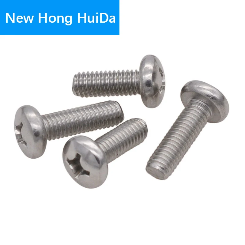 Phillips Pan Round Cross Head Screw Thread Metric Machine Bolt Stainless Steel M1 M1.2 M1.4 M1.6 M1.7 M2 M2.5 M3 M3.5 M4 M5 M6 M