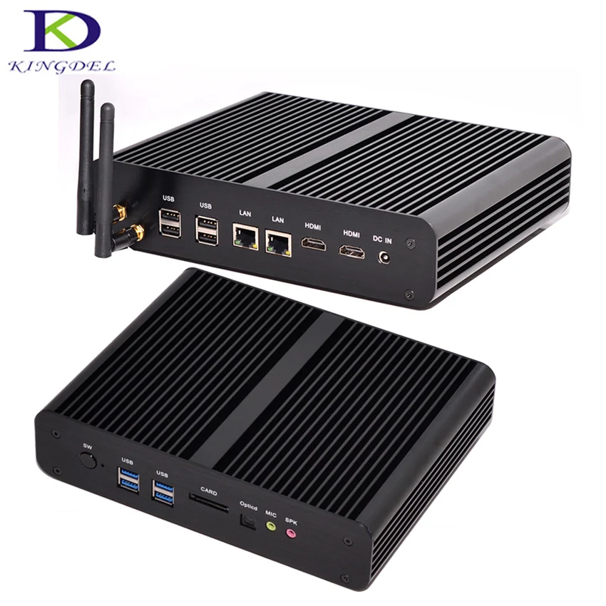 2017 New Arrival Barebone PC Intel Core i7 5550U Fanless Mini PC Windows 2LAN 2HDMI 4K HTPC 16GB RAM 256GB SSD 1TB HDD Micro PC