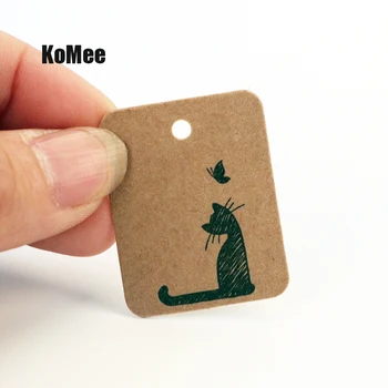 

Wholesale Good Quality 200pcs/lot 2.6*3.3cm Kraft Paper Cute Cat Design Price Display Tags Small Jewelry Bags Clothes Labels