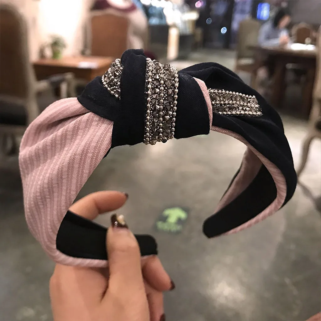 

2019 JAYCOSIN Women's Crystal Headband Wide Fabric Hairband Knot Cross Head Wrap Fashion Hair Accessories April1 P30