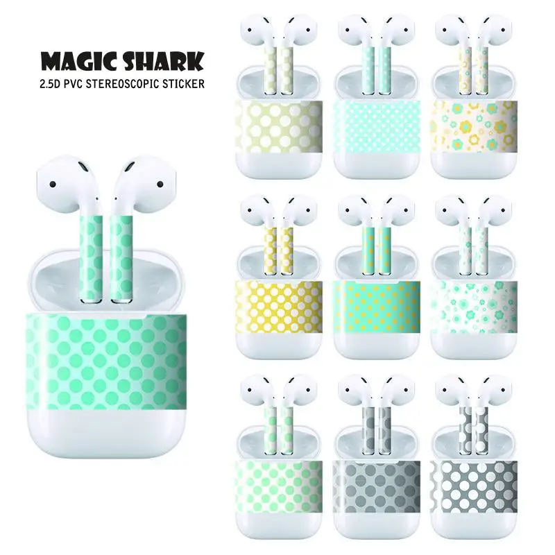 Защитная наклейка Magic Shark для наушников Apple Airpod съемная декоративная пленка |