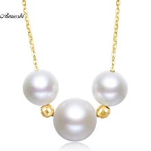 AINUOSHI 18K желтое золото натуральное культивированное пресноводное жемчужное ожерелье для женщин кольцо обручальное в виде цепи ожерелье ювелирные украшения подарок