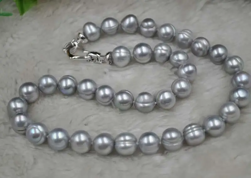 Женский дизайн 1" 11-12 мм серый искусственный жемчуг в стиле барокко ожерелье