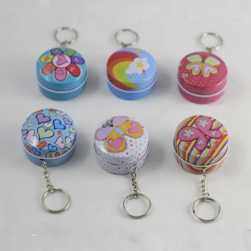 

240pcs Fashionable Circle Shaped Iron Tin Storage Box Trinket Candy Jewelry Box Pill Box with Key Chain ring - Free Shipping