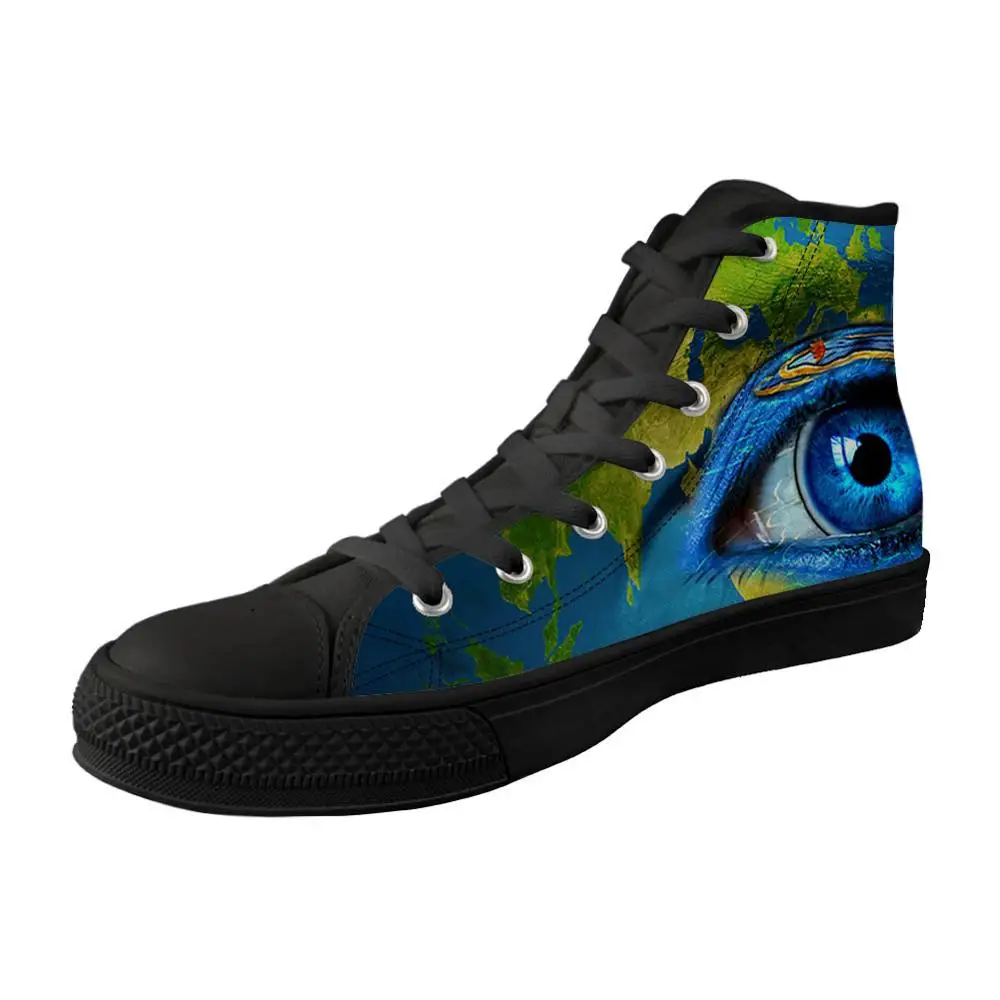 

ELVISWORDS Eye Eyeball Pattern Blue Vulcanized Shoes Outdoor Simplism Awesome Fashion Trends Walk Shoes for Men and Women