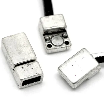 

25 Sets Silver Tone Rectangle Copper Magnetic Clasps For Bracelet Jewelry Findings 18x9mm