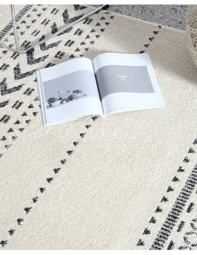 Скандинавском стиле утолщенный машинный переплетенный прикроватный коврик, большой размер, декоративный, подходит ко всему, Бежевый Геометрический журнальный столик для гостиной ковер