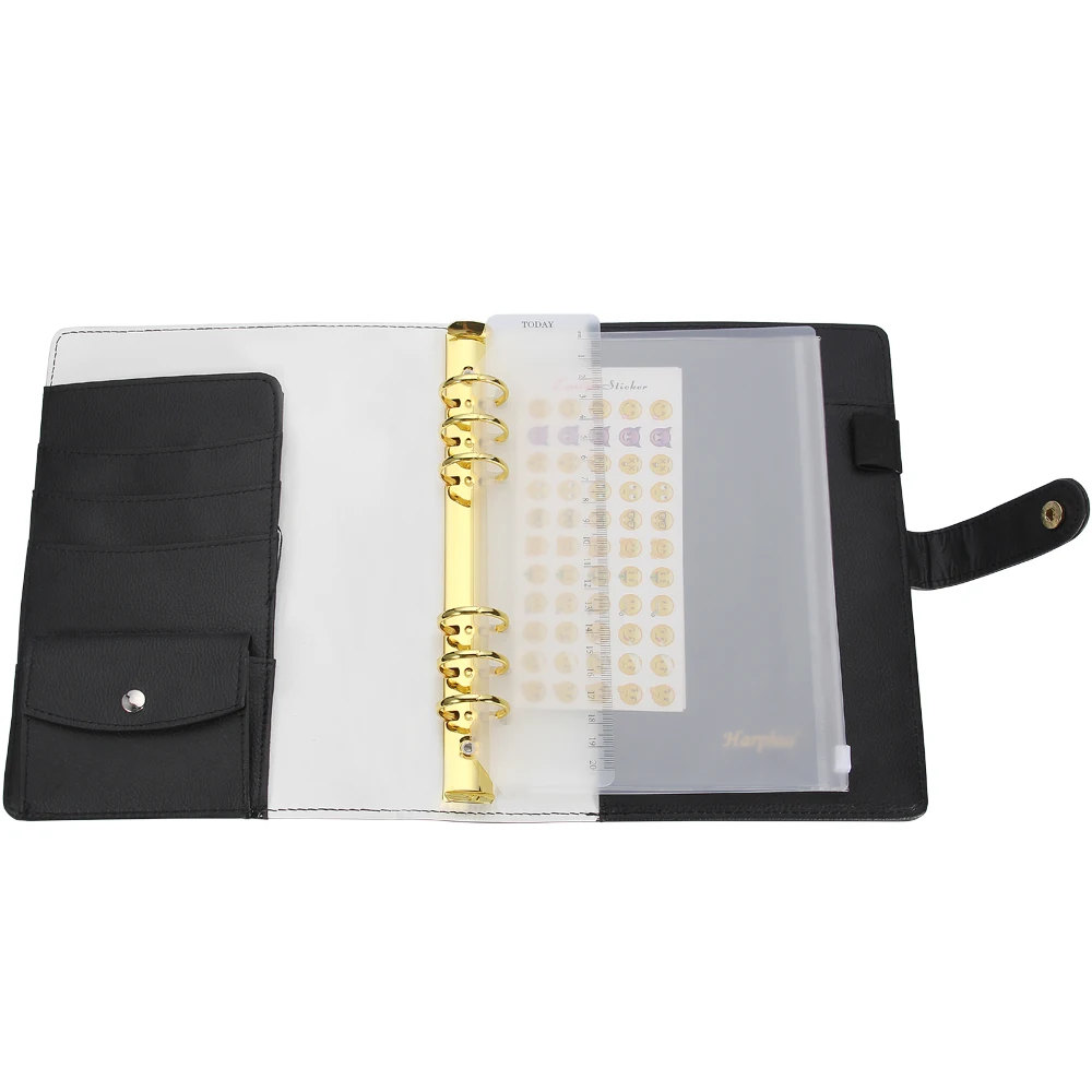 A5 Planner A6 Binder Personal Organizer Refillable Notebook PU Leather Agenda Spiral-Binder Black Organizers A5 Planner A6 Binder Personal Organizer Refillable Notebook PU Leather Agenda Spiral-Binder Black Organizers