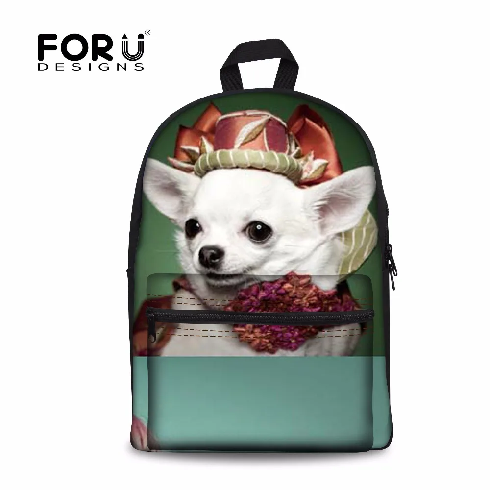 FORUDESIGNS/школьная сумка с принтами животных для подростков, девочек и мальчиков, 3D собака породы чихуахуа, женская книга, школьный рюкзак, рюкзак Mochila Escolar