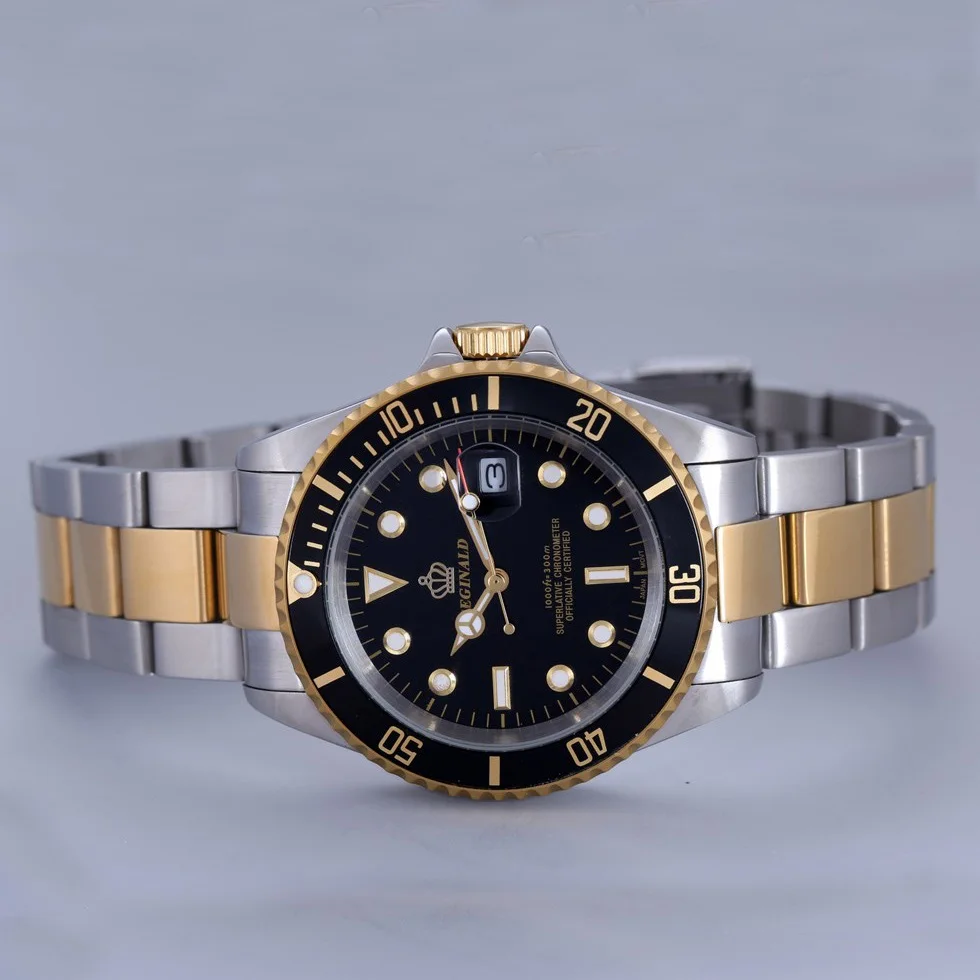 Реджинальд часы для мужчин вращающийся ободок GMT сапфировое стекло 50 м воды полный сталь Спорт Мода синий циферблат Кварцевые часы Reloj Hombre