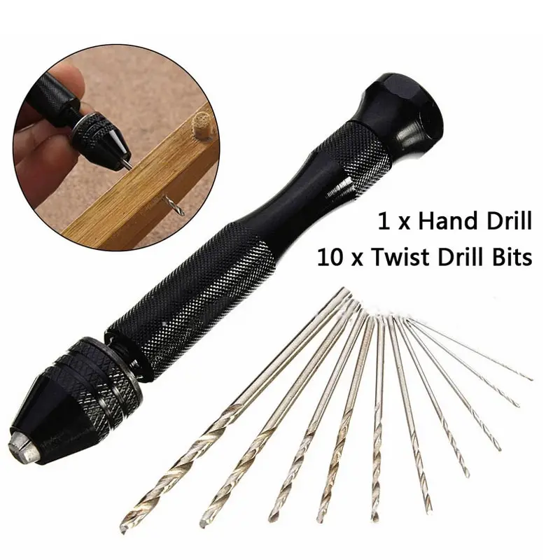 

Manual Drilling Twist Drill Handpick Bodhi Amber Diamond Carving Drilling Tool Mini Hand Drill with 10 Bits
