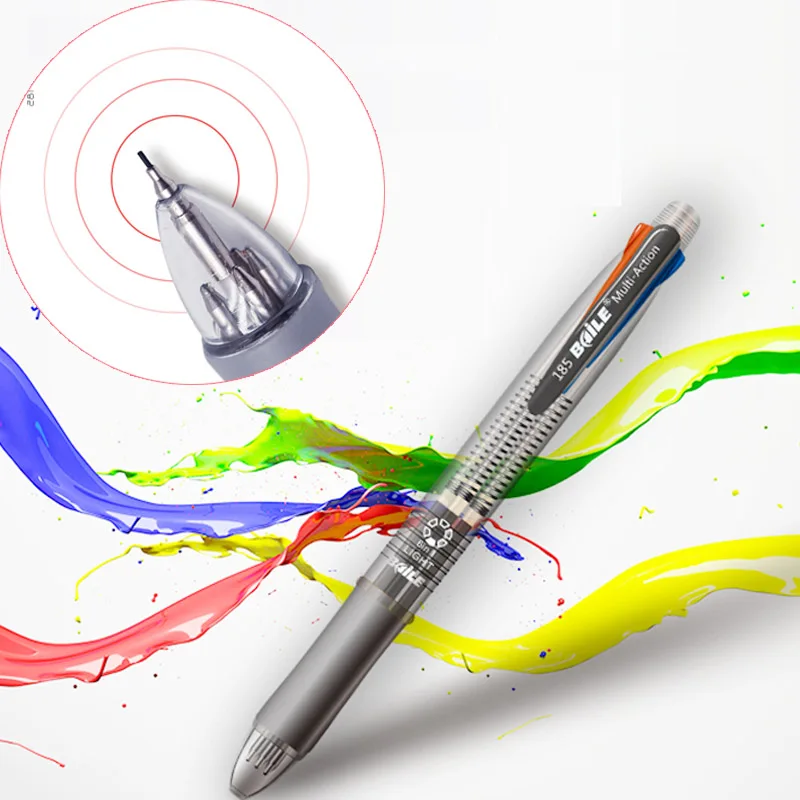

5 In1 Novelty Multicolor Pen Multifunction with 4 Colors Ballpoint Pen And 1 Automatic Pencil for Students Gift School Supplies