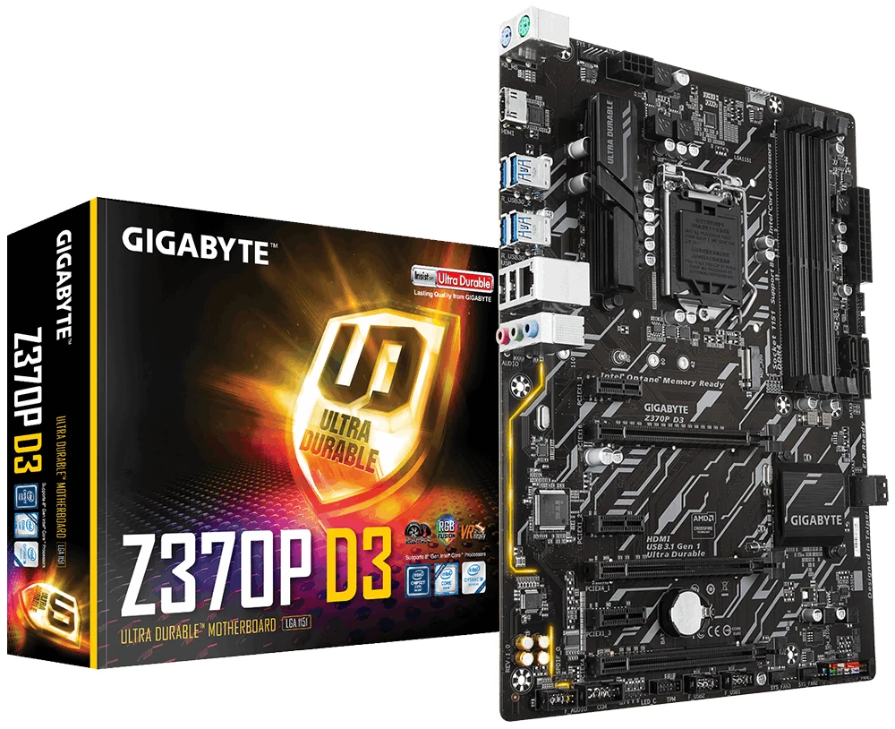 Gigabyte Z370P D3, DDR4-SDRAM, DIMM, 2133,2400, 2666 MHz, двойной, 64 ГБ, Intel